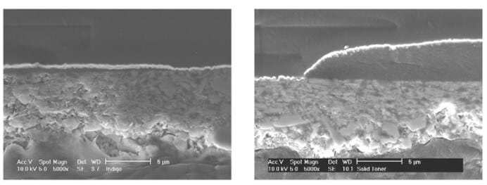 visão microscópica da tinta da offset digital